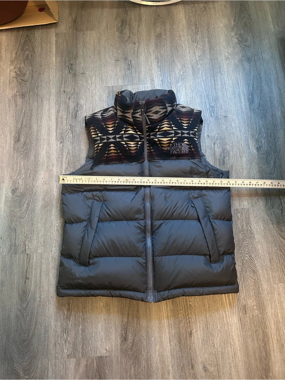 The North Face Vest Mens Large Gray Pendleton Wool Down Puffer 700 Fill